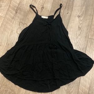 pacsun black blouse with tie front and loose bottom